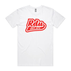 RDU Mens T-Shirt White with Red Logo
