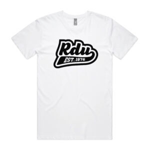 RDU Mens T-Shirt White with Black Logo