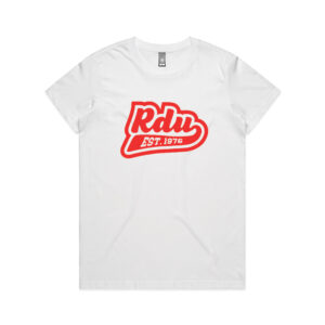 RDU Womens T-Shirt White with Red Logo